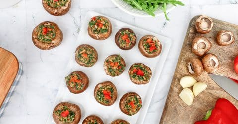 Champiñones rellenos de espinaca